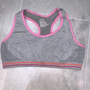 Girls sports bra grey and pink